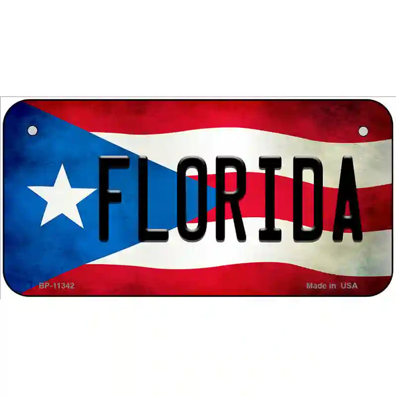 Florida Puerto Rico Flag License Plate Metal Novelty 6" x 3" (BP)