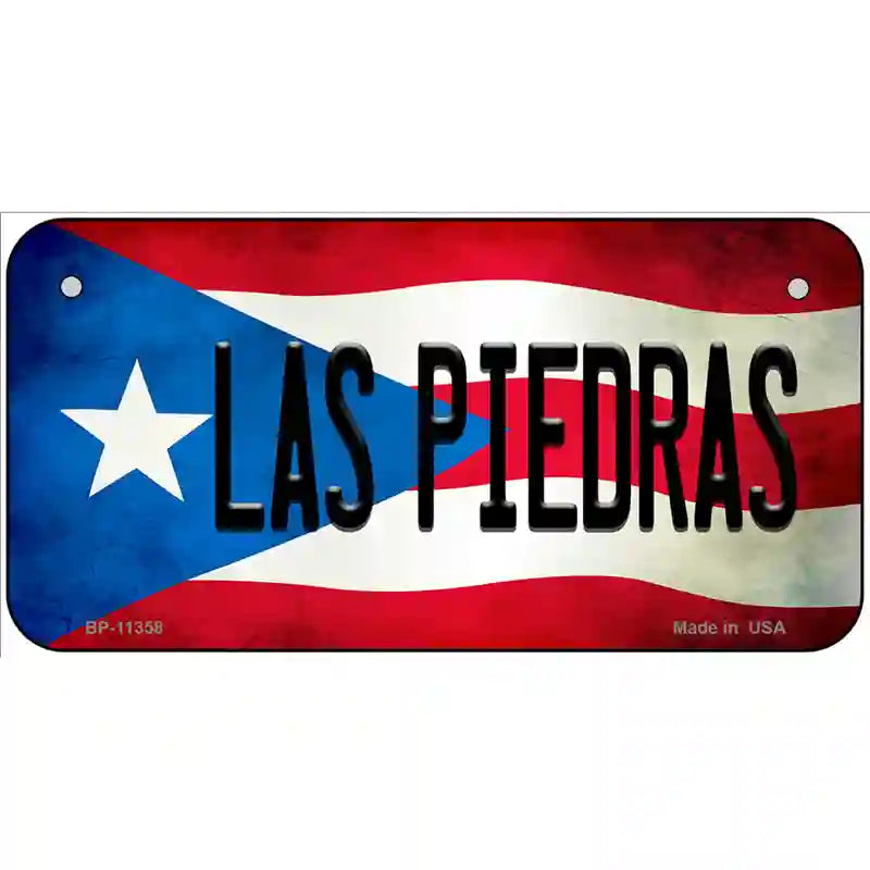 Las Piedras Puerto Rico Flag License Plate Metal Novelty 6" x 3" (BP)