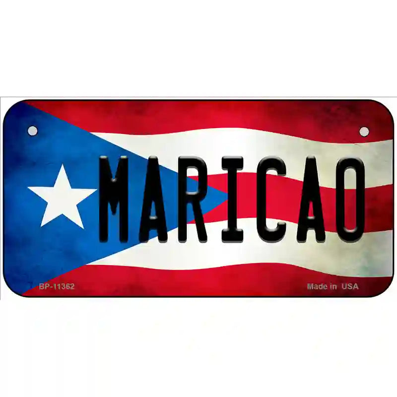 Maricao Puerto Rico Flag License Plate Metal Novelty 6" x 3" (BP)