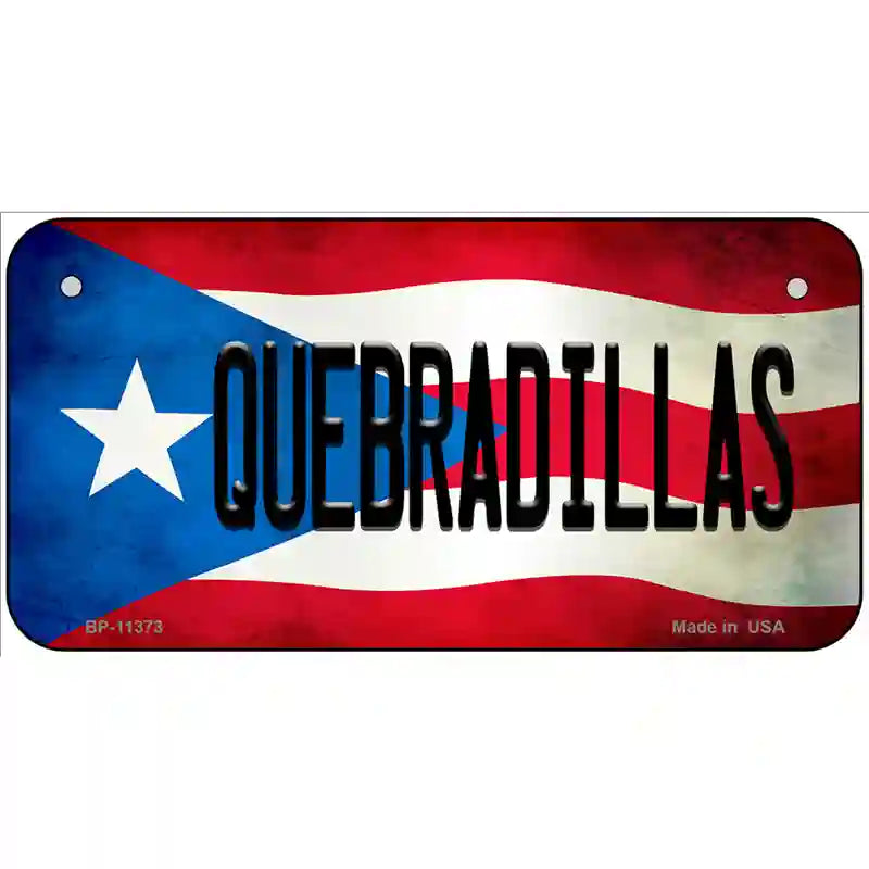 Quebradillas Puerto Rico Flag License Plate Metal Novelty 6" x 3" (BP)