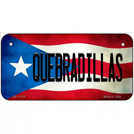 Quebradillas Puerto Rico Flag License Plate Metal Novelty 6" x 3" (BP)