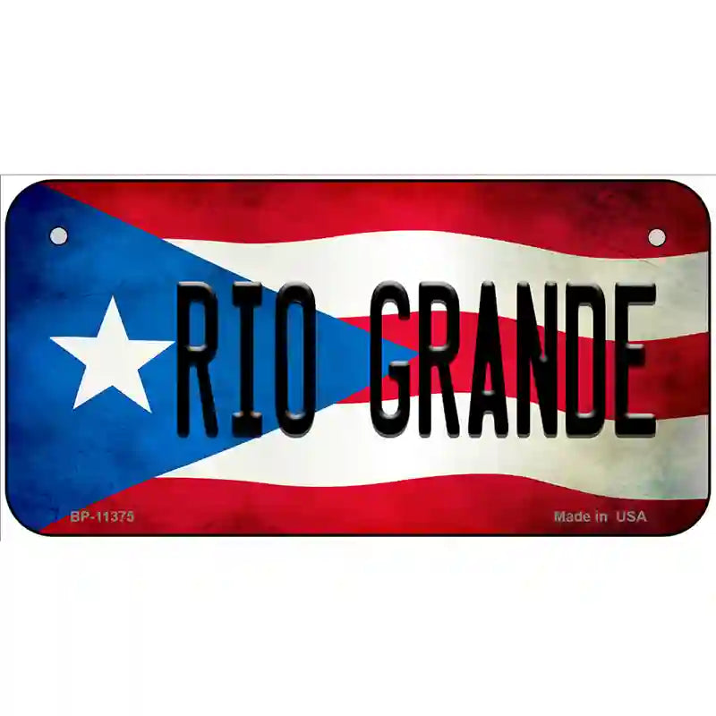 Rio Grande Puerto Rico Flag License Plate Metal Novelty 6" x 3" (BP)