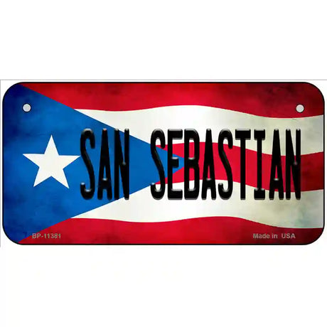 San Sebastian Puerto Rico Flag License Plate Metal Novelty 6" x 3" (BP)