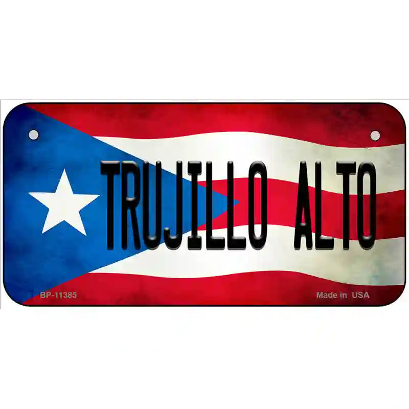 Trujillo Alto Puerto Rico Flag License Plate Metal Novelty 6" x 3" (BP)