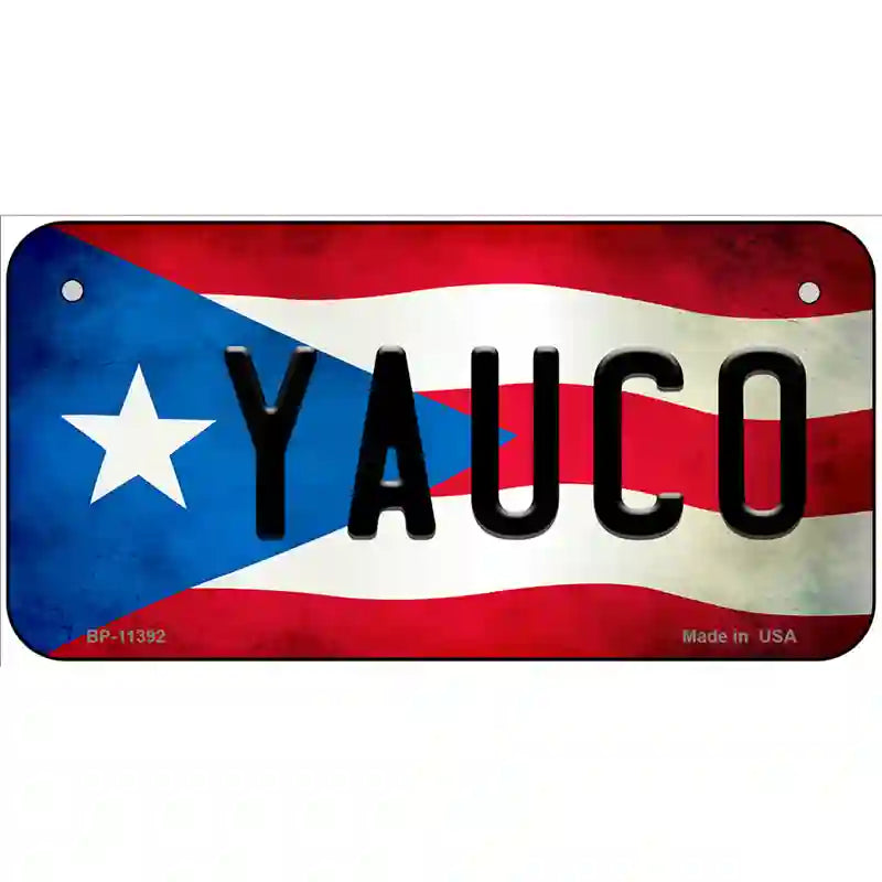 Yauco Puerto Rico Flag License Plate Metal Novelty 6" x 3" (BP)