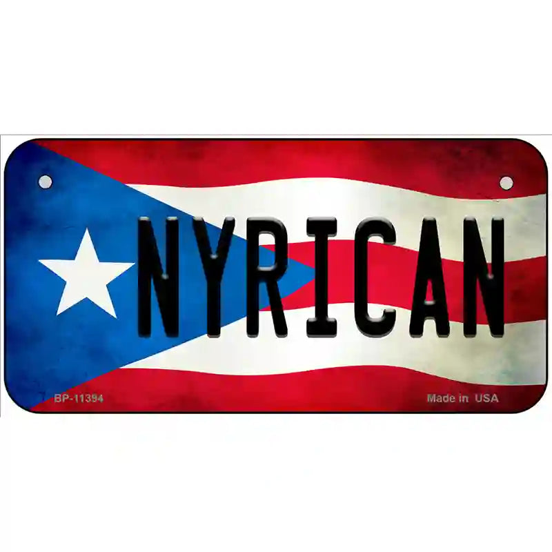 Nyrican Puerto Rico Flag License Plate Metal Novelty 6" x 3" (BP)