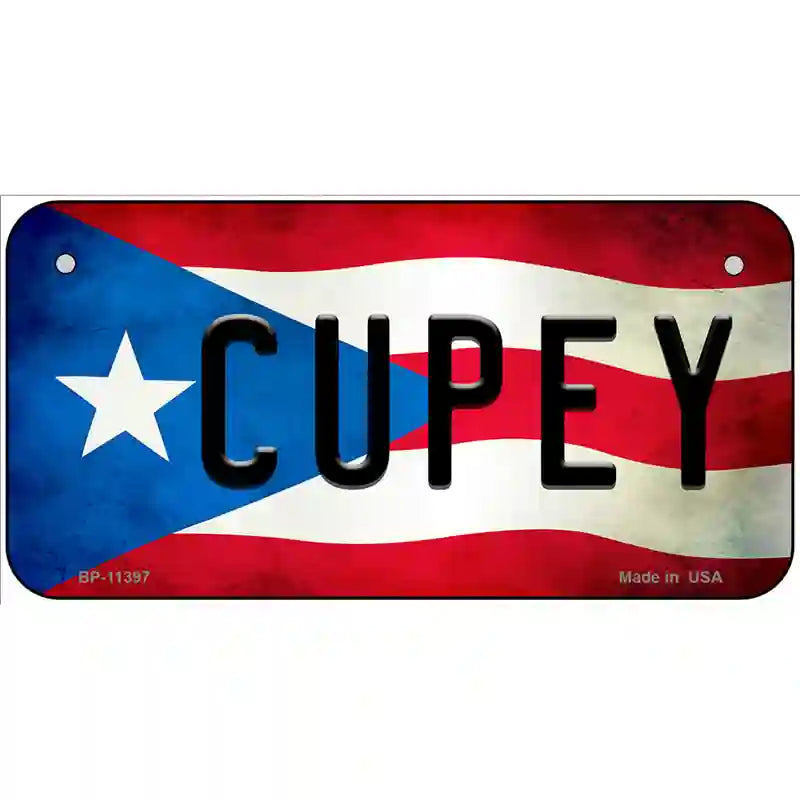 Cupey Puerto Rico Flag License Plate Metal Novelty 6" x 3" (BP)