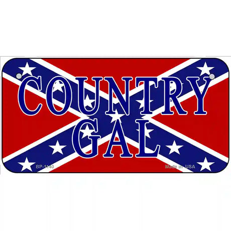 Confederate Country Gal Novelty Metal License Plate 6" x 3" (BP)