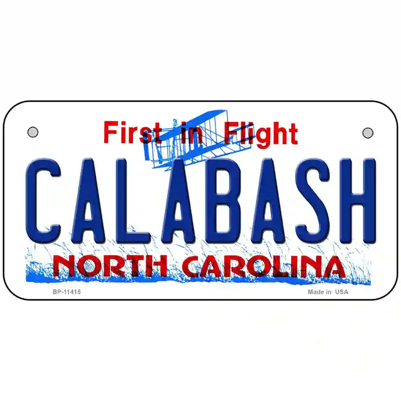 Calabash North Carolina Novelty License Plate 6" x 3" (BP)