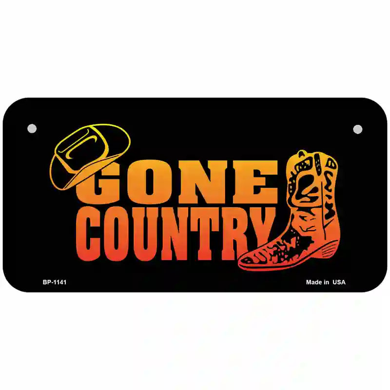 Gone Country Novelty Metal License Plate 6" x 3" (BP)