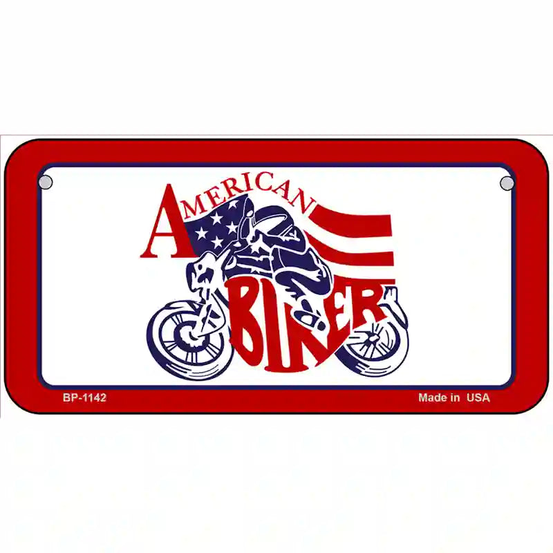 American Biker Novelty Metal License Plate 6" x 3" (BP)