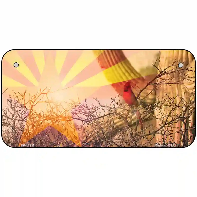 Arizona State Flag Overlay On Cardinal Novelty License Plate 6" x 3" (BP)