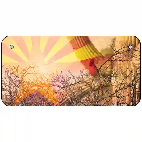 Arizona State Flag Overlay On Cardinal Novelty License Plate 6" x 3" (BP)