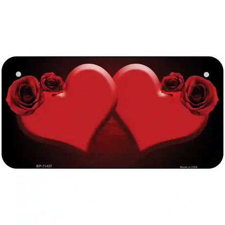 Hearts Over Roses In Red Novelty License Plate 6" x 3" (BP)