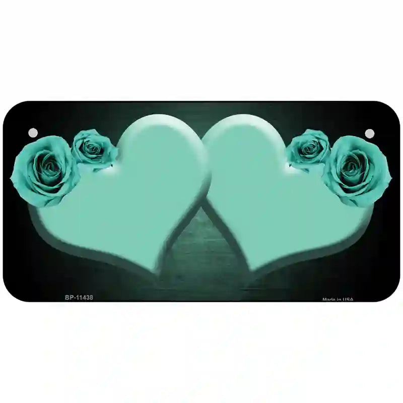 Hearts Over Roses In Mint Novelty License Plate 6" x 3" (BP)