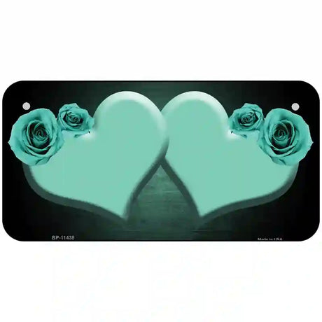 Hearts Over Roses In Mint Novelty License Plate 6" x 3" (BP)