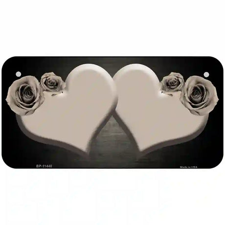 Hearts Over Roses In Tan Novelty License Plate 6" x 3" (BP)