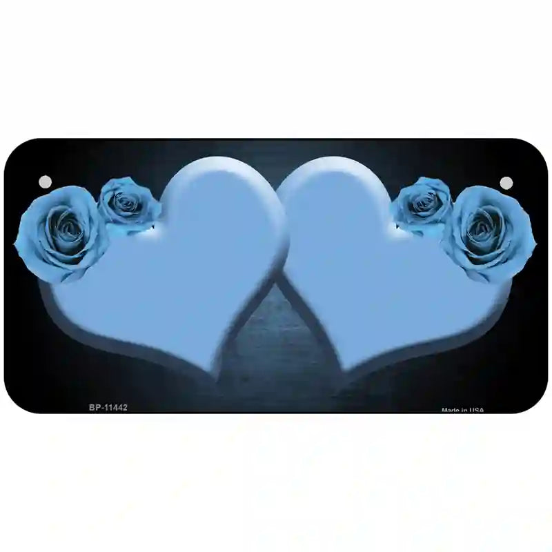 Hearts Over Roses In Light Blue Novelty License Plate 6" x 3" (BP)