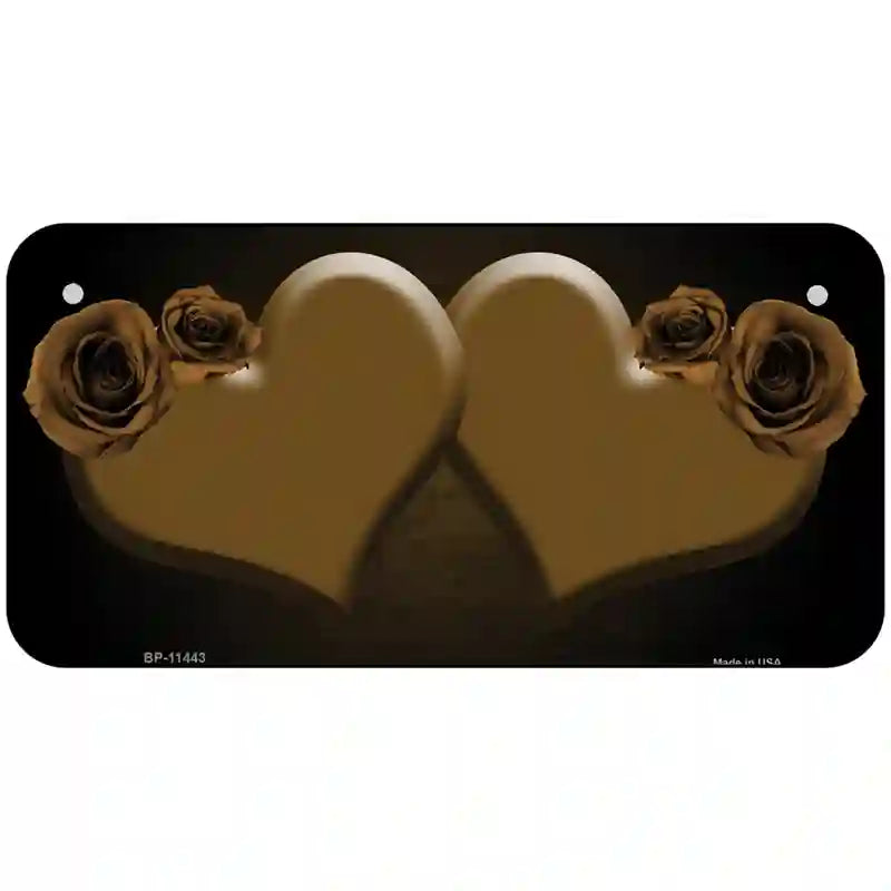 Hearts Over Roses In Brown Novelty License Plate 6" x 3" (BP)