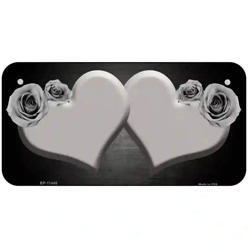 Hearts Over Roses In Gray Novelty License Plate 6" x 3" (BP)