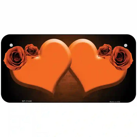 Hearts Over Roses In Orange Novelty License Plate 6" x 3" (BP)