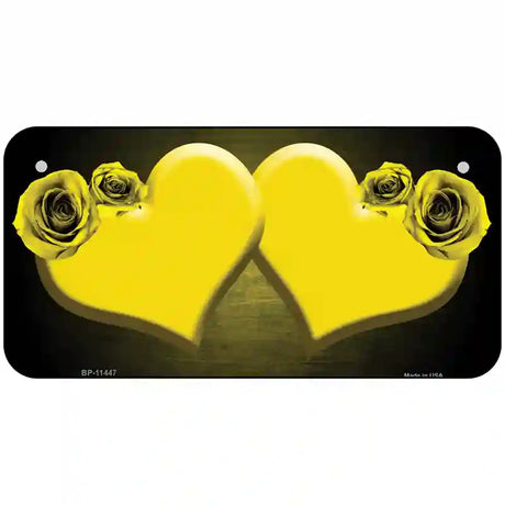 Hearts Over Roses In Yellow Novelty License Plate 6" x 3" (BP)