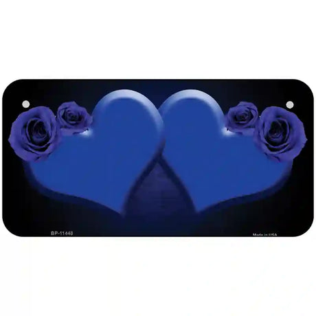 Hearts Over Roses In Blue Novelty License Plate 6" x 3" (BP)