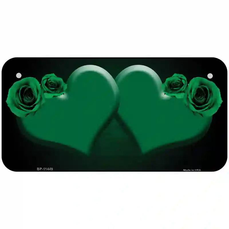 Hearts Over Roses In Green Novelty License Plate 6" x 3" (BP)