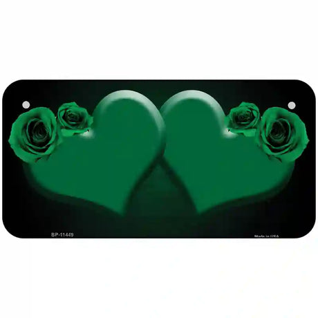 Hearts Over Roses In Green Novelty License Plate 6" x 3" (BP)