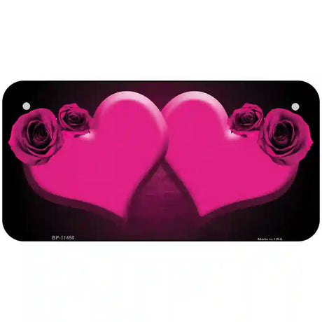 Hearts Over Roses In Pink Novelty License Plate 6" x 3" (BP)