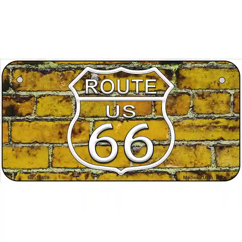 Route 66 Yellow Brick Wall Novelty License Plate 6" x 3" (BP)