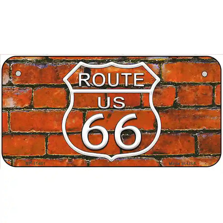 Route 66 Orange Brick Wall Novelty License Plate 6" x 3" (BP)