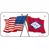 Arkansas Crossed US Flag License Plate 6" x 3" (BP)