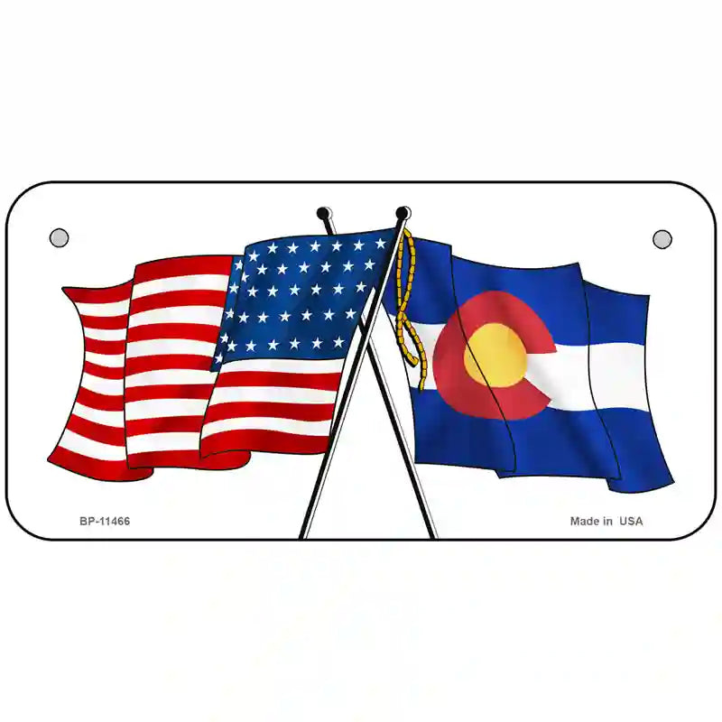 Colorado Crossed US Flag License Plate 6" x 3" (BP)