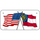 Georgia Crossed US Flag License Plate 6" x 3" (BP)