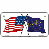 Indiana Crossed US Flag License Plate 6" x 3" (BP)