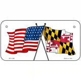 Maryland Crossed US Flag License Plate 6" x 3" (BP)