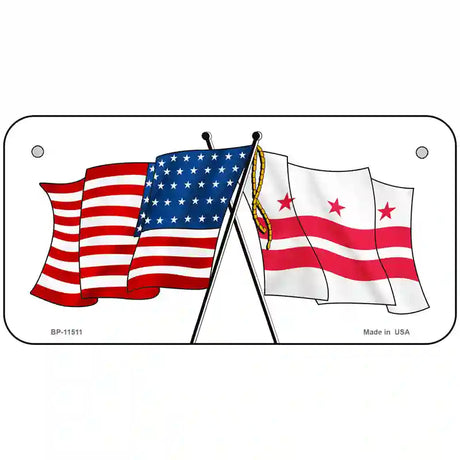 Washington DC Crossed US Flag License Plate 6" x 3" (BP)