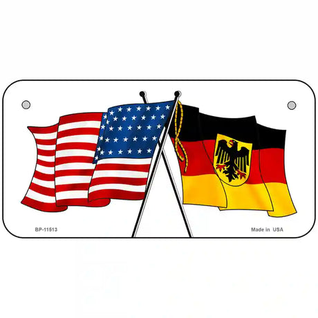 Germany Crossed US Flag License Plate 6" x 3" (BP)