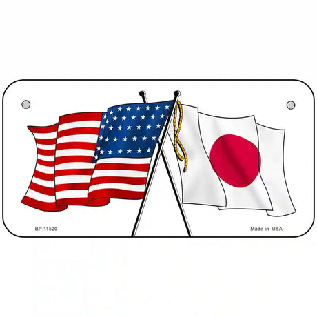 Japan Crossed US Flag License Plate 6" x 3" (BP)