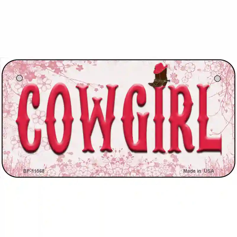 Cowgirl Novelty License Plate 6" x 3" (BP)