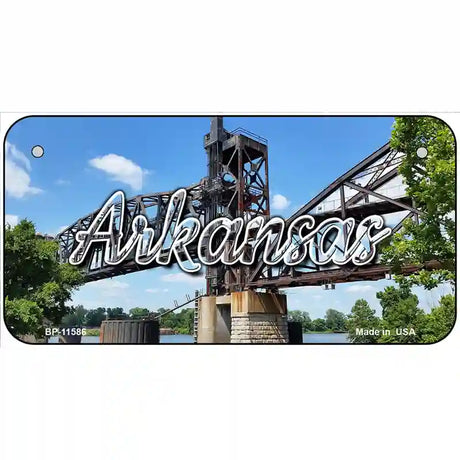 Arkansas Rusty Bridge Novelty Metal State License Plate 6" x 3" (BP)