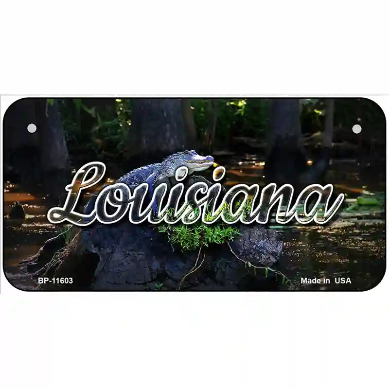 Louisiana Alligator Swamp Novelty Metal State License Plate 6" x 3" (BP)