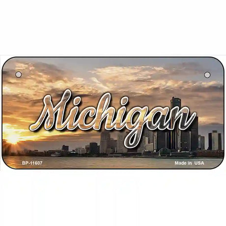 Michigan City Sunset Novelty Metal State License Plate 6" x 3" (BP)