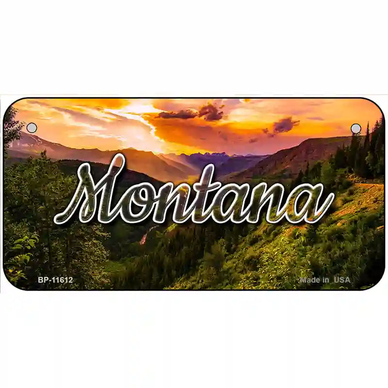 Montana Forest Sunset Novelty Metal State License Plate 6" x 3" (BP)