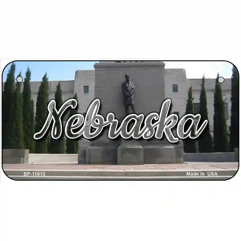 Nebraska Capital Building Novelty Metal State License Plate 6" x 3" (BP)