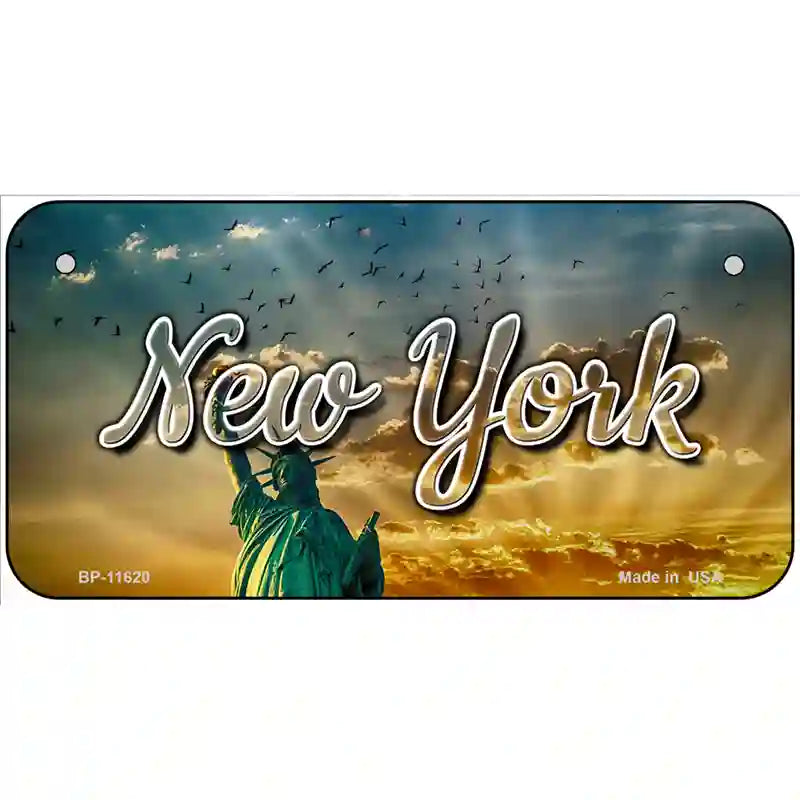 New York Lady Liberty Skyline Novelty Metal State License Plate 6" x 3" (BP)