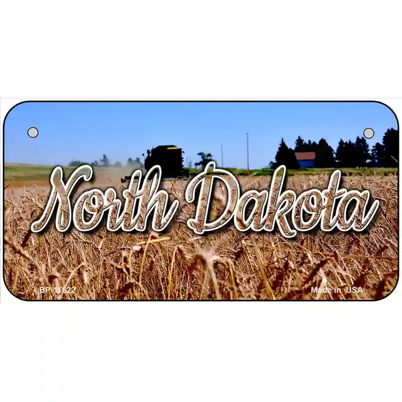 North Dakota Wheat Farm Novelty Metal State License Plate 6" x 3" (BP)