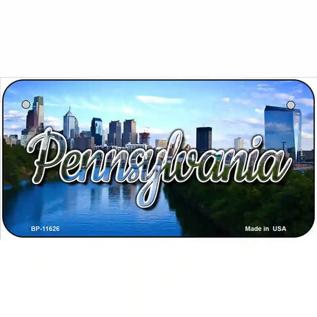 Pennsylvania Delaware City Skyline Novelty Metal State License Plate 6" x 3" (BP)