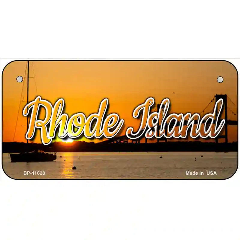 Rhode Island River Sunset Novelty Metal State License Plate 6" x 3" (BP)